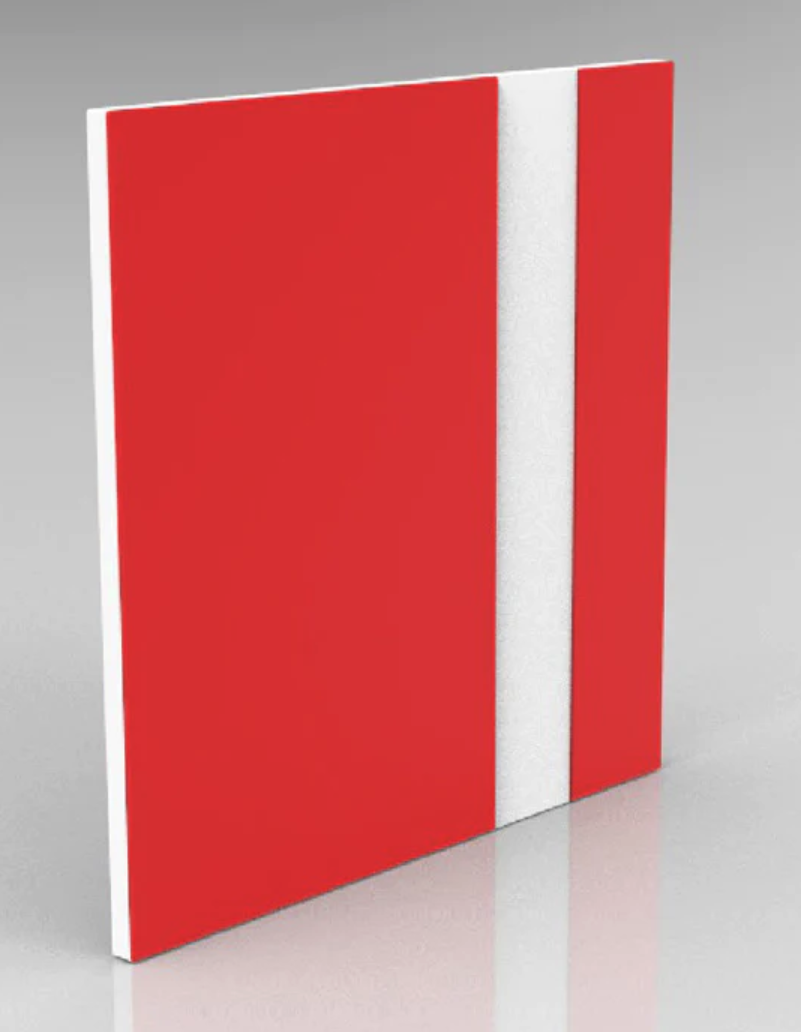 Red on White Engraving Plastic 2 Ply