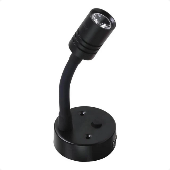 Custom Etch 10-24V Reading Light Flexible Dimmable Dual Colour Blue/White Light USB/USB-C Port Black