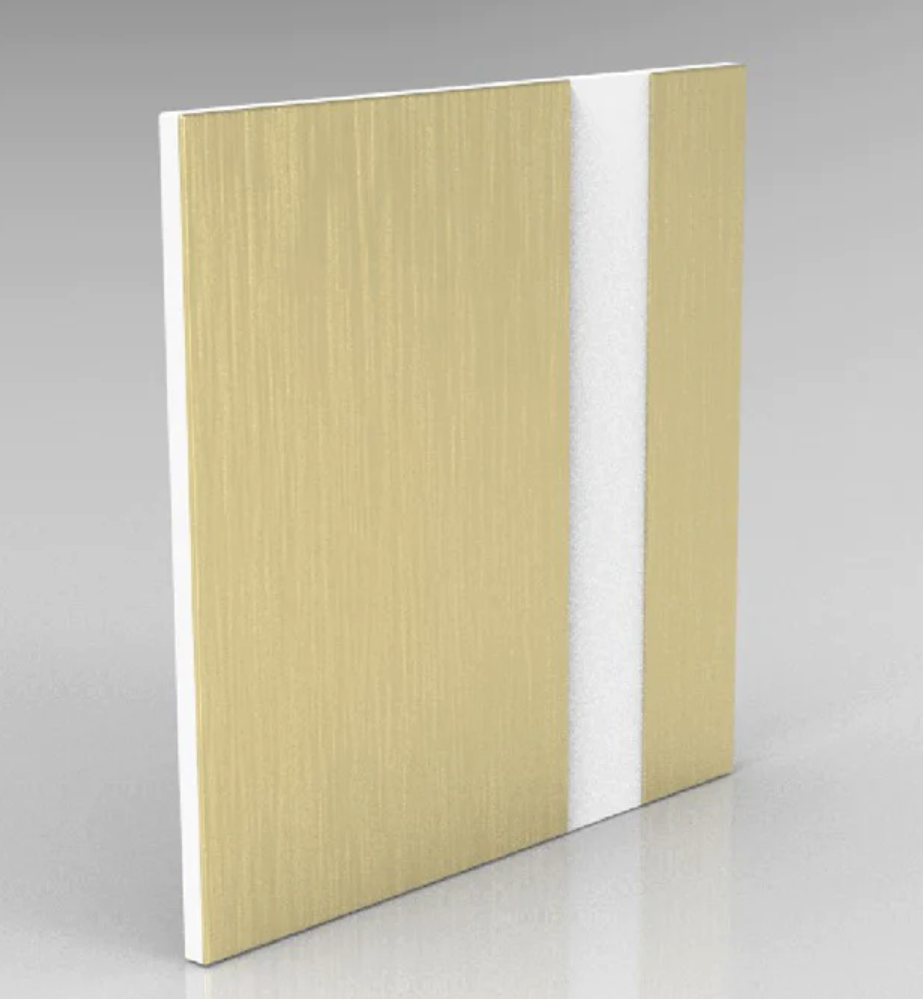Brushed Gold on White Engraving Plastic 2 Ply