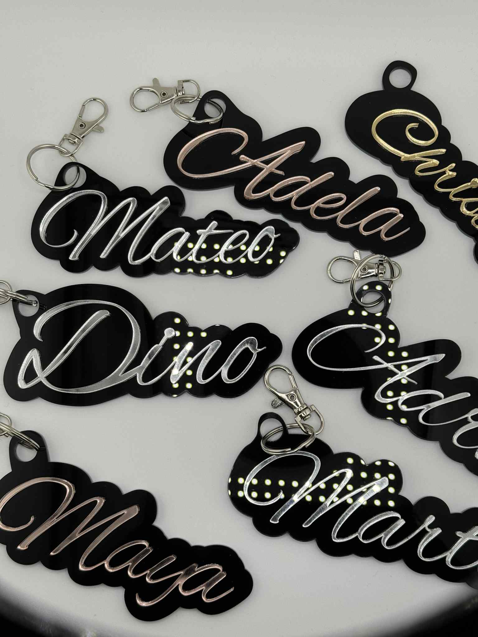 Acrylic - Two Tone Colour Key-Chain Mini Name Tags