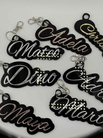 Acrylic - Two Tone Colour Key-Chain Mini Name Tags