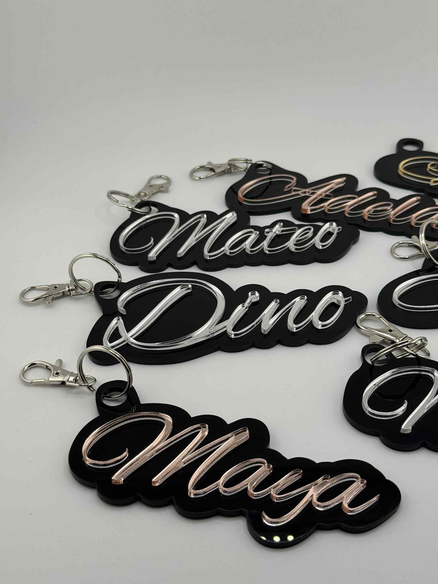 Acrylic - Two Tone Colour Key-Chain Mini Name Tags