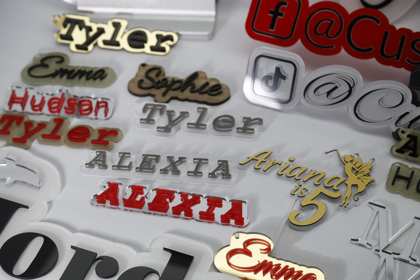 Acrylic - Two Tone Colour Key-Chain Mini Name Tags