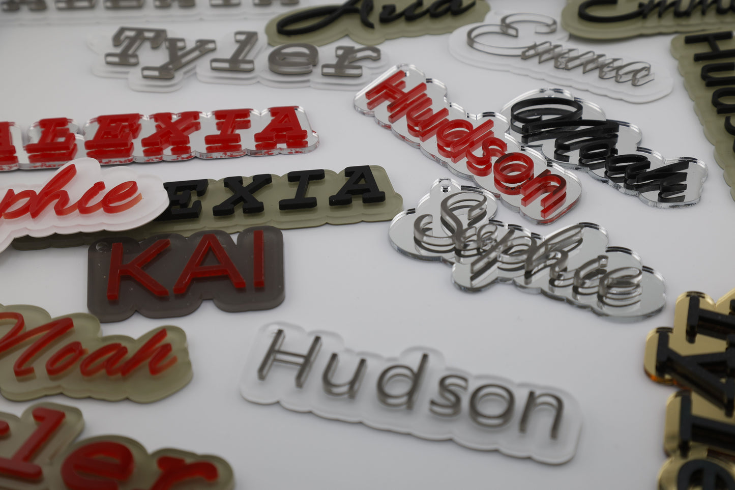 Acrylic - Two Tone Colour Key-Chain Mini Name Tags