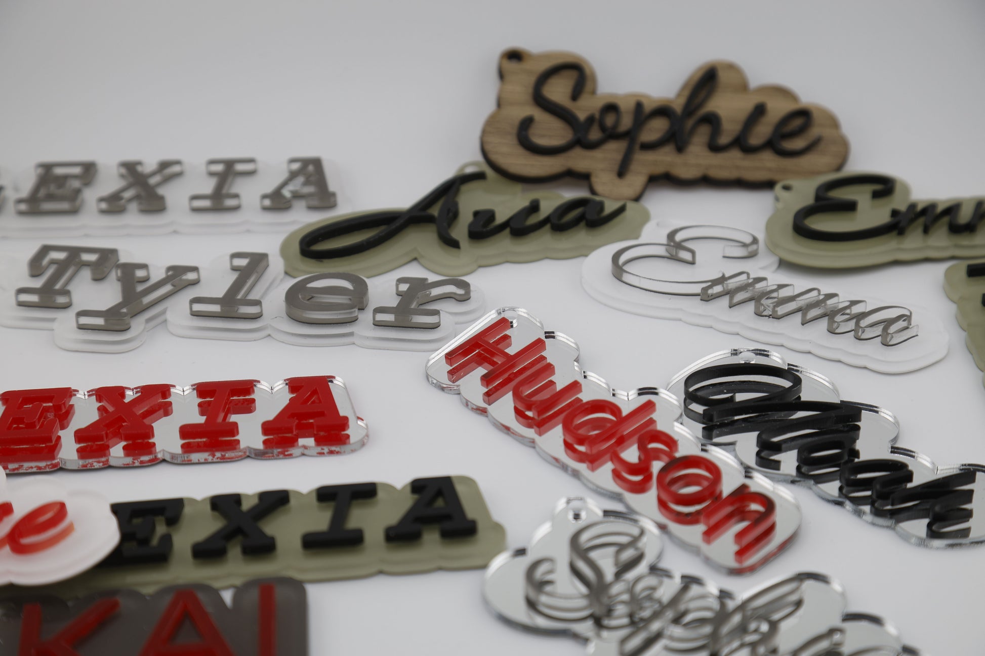 Acrylic - Two Tone Colour Key-Chain Mini Name Tags