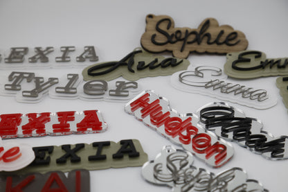 Acrylic - Two Tone Colour Key-Chain Mini Name Tags
