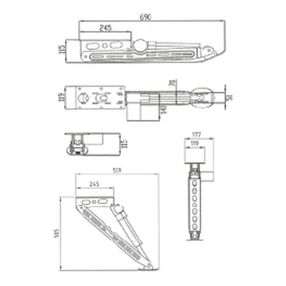 Electric 4 x Drop Down Stabilizer leg Corner Steadies 670mm Zinc