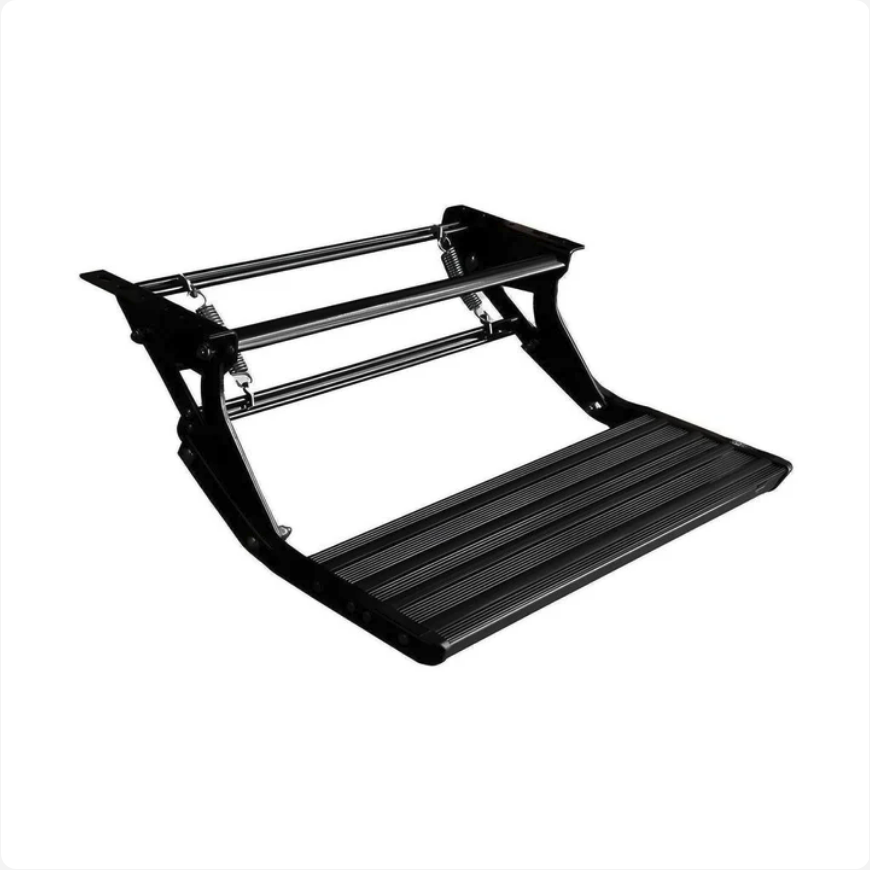 Custom Etch Studio – Single Manual Pull-Out Aluminium Step (Black) with Blue LED Light