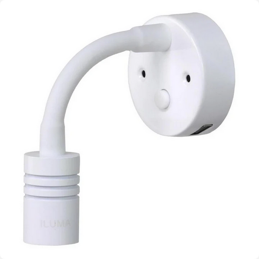 Custom Etch 10-24V Reading Light Flexible Dimmable Dual Colour Blue/White Light USB/USB-C Port Black