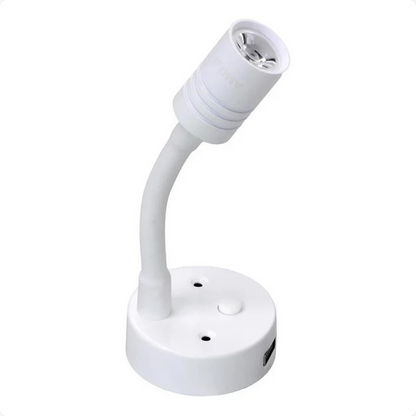 Custom Etch 10-24V Reading Light Flexible Dimmable Dual Colour Blue/White Light USB/USB-C Port Black