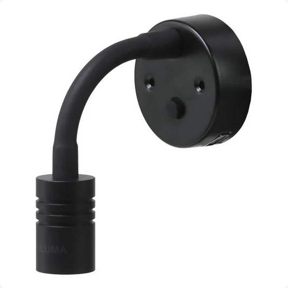 Custom Etch 10-24V Reading Light Flexible Dimmable Dual Colour Blue/White Light USB/USB-C Port Black