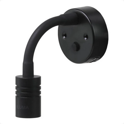 Custom Etch 10-24V Reading Light Flexible Dimmable Dual Colour Blue/White Light USB/USB-C Port Black