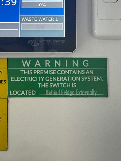 Electrical Waring Tags - Caravan Pack