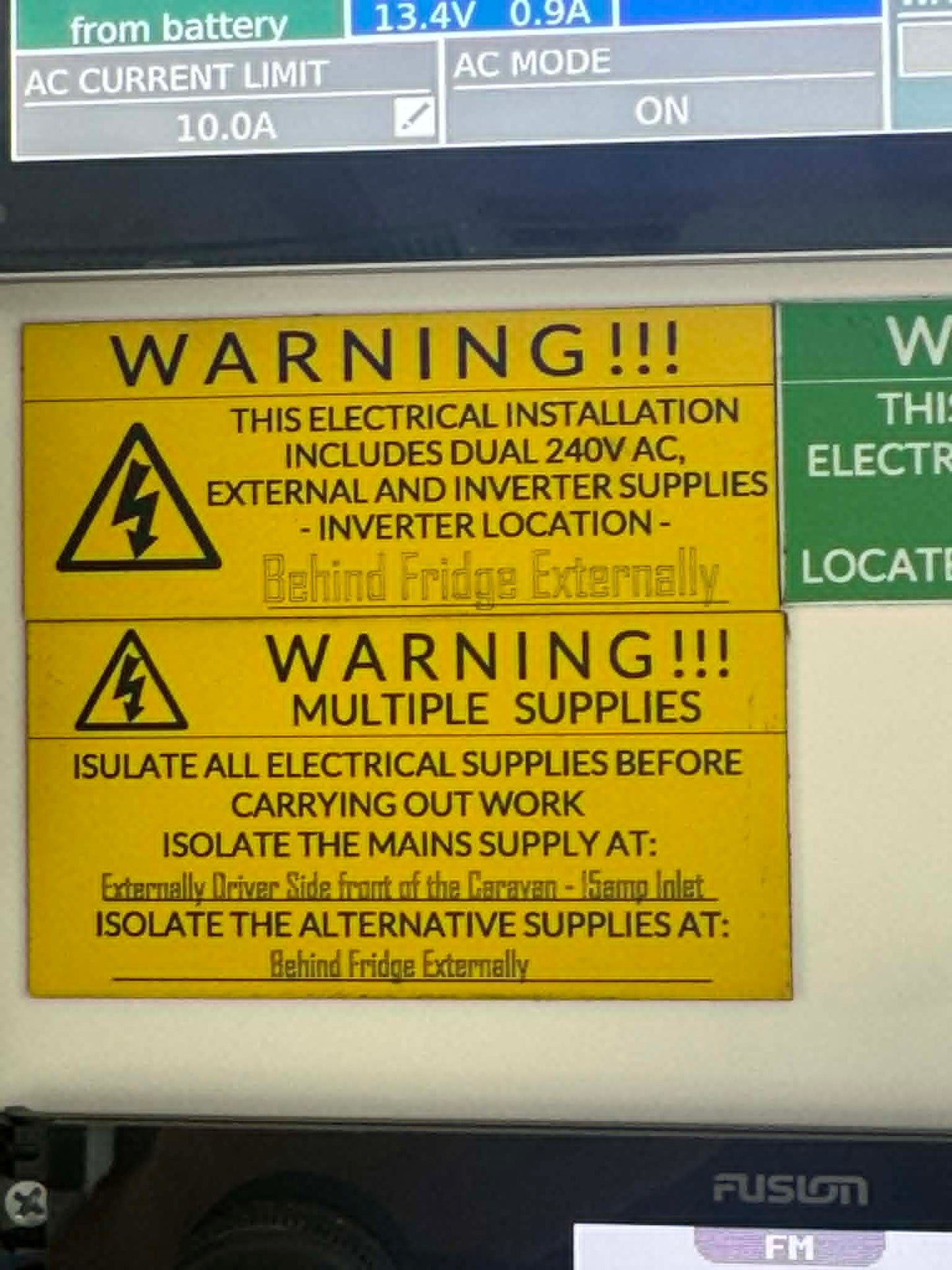 Electrical Waring Tags - Caravan Pack