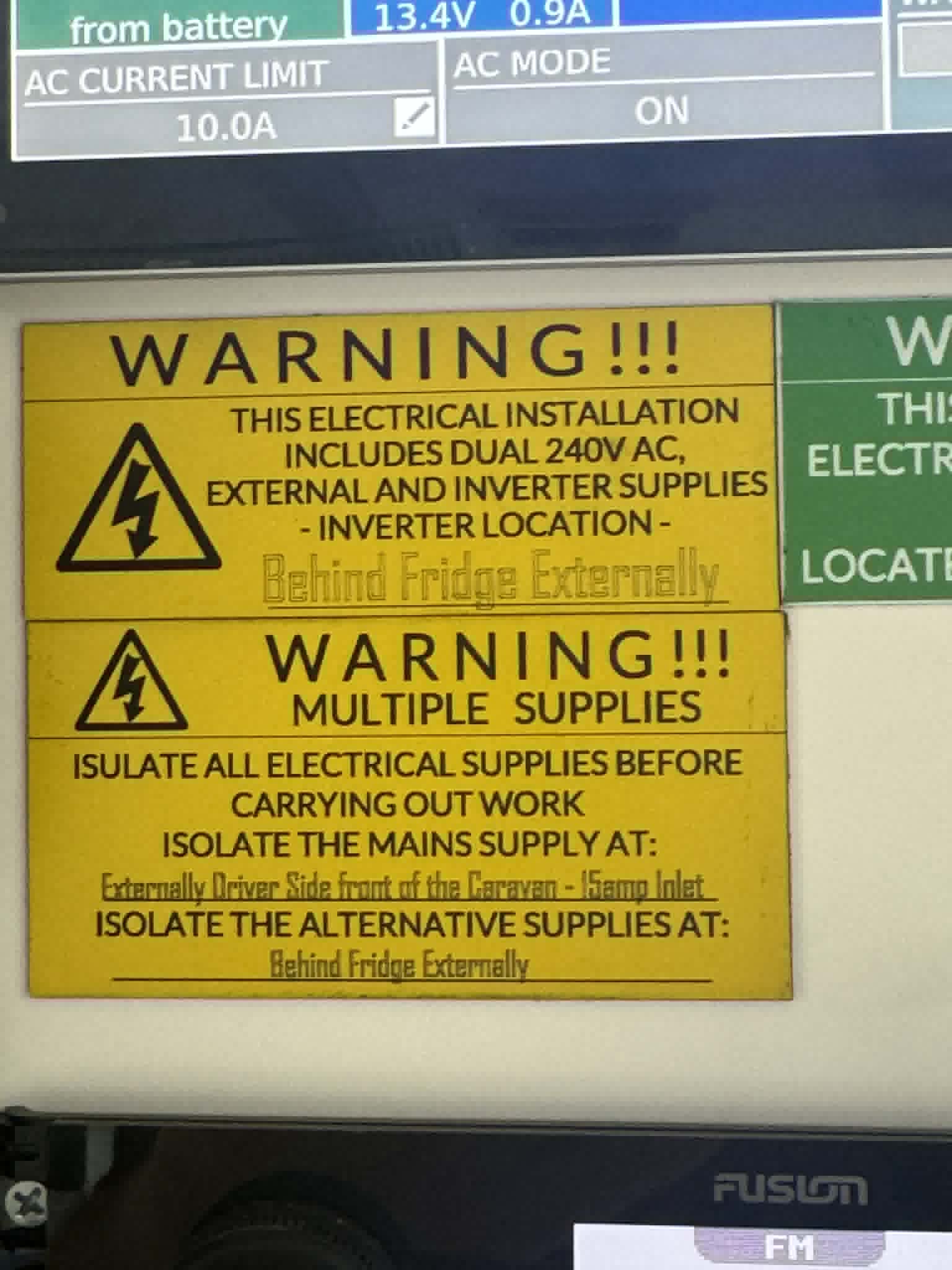 Electrical Waring Tags - Caravan Pack