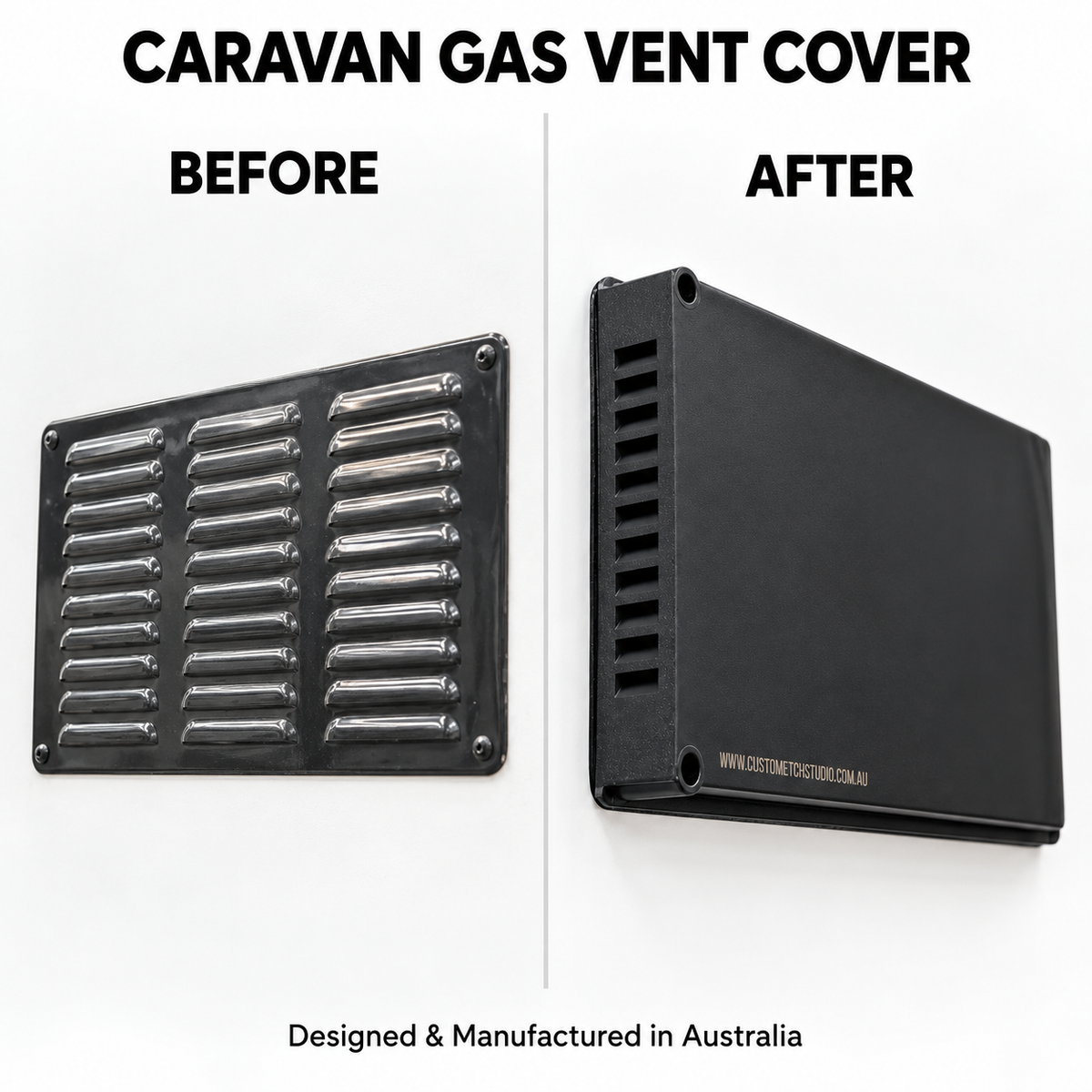 Caravan Gas Vent Cover &amp; Dust Protector – Black