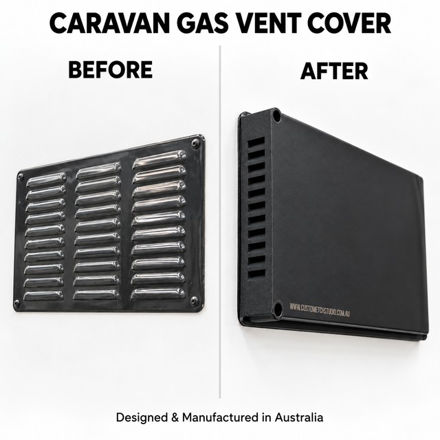 Caravan Gas Vent Cover &amp; Dust Protector – Black