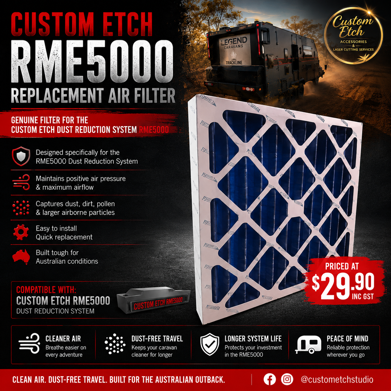 Custom Etch RME5000 Replacement Air Filter