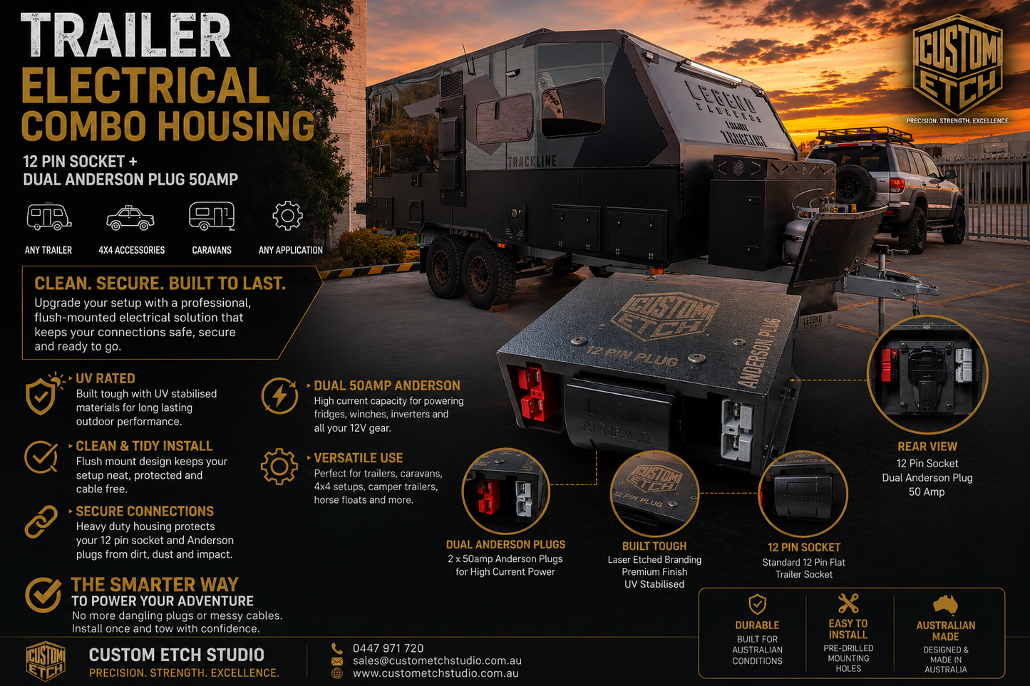 Custom Etch Trailer Electrical Combi Housing