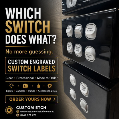 10A Single Pole Switch Mechanism – White with Custom Engraving